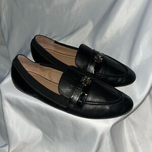 TORY BURCH CLASSIC Black Leather Loafers 8 women’s